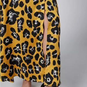 Anthropologie JODIFL Leopard Print Satin Leopard Print Maxi Dress